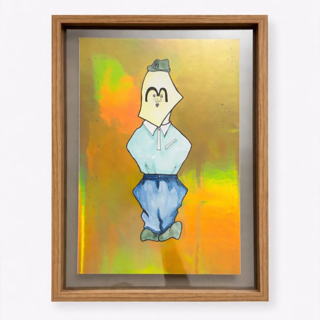 観察者たち #01 ヒロシ 原画一点ものアート フレーム付き A4サイズ 宇宙人シリーズ よしかい